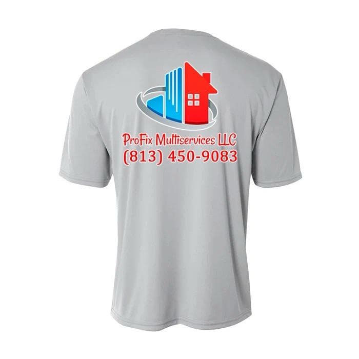 Vista trasera de camisa gris claro de ProFix Multiservices